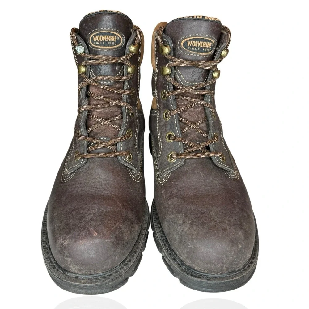 Wolverine Multishox Leather Work Boots 04428 Size 8.5 Brown Lace-Up Made In‎ USA